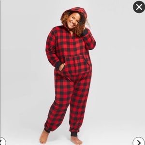 Target Holiday Buffalo Check Fleece Union Suit